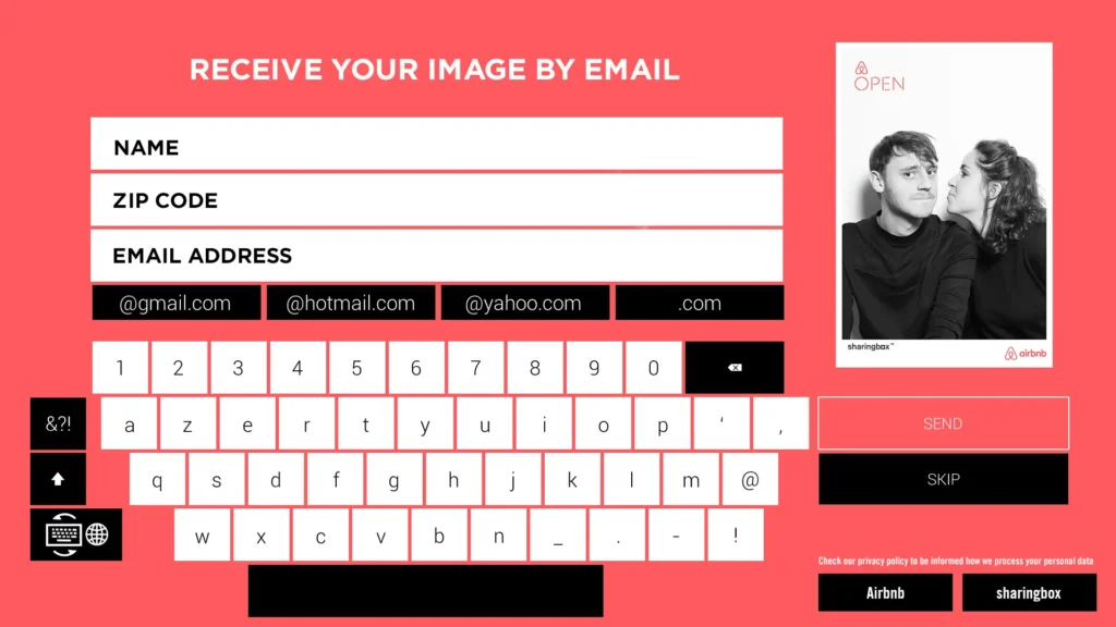 Receive Photobooth Images by Email - Capture memories and seamlessly receive them via email while ensuring your data is protected under GDPR standards.